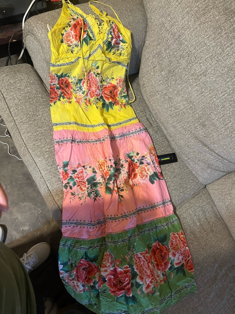 FARM Rio Yellow, Pink & Green Floral Maxi Dress - Picture 4 of 4